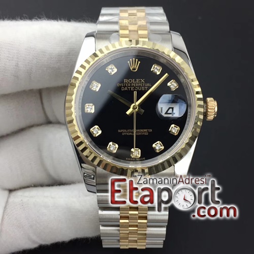 Rolex DateJust 36 116234 GMF 11 Best Edition YG Wrapped Black Dial Diamonds Markers on (1)