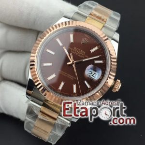 Rolex DateJust II 41mm GMF 11 Best Edition RG Wrapped Brown Sticks Dial on SSYG Oyster Bracelet A