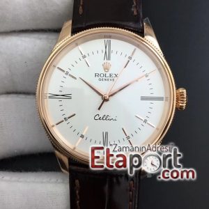 Rolex Repilika saat Cellini Time 50509 RG MKF Best Edition White Dial Roman