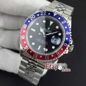 GMT-Master II BlueRed 2836 Maker Black Dial on SS Jubilee Bracelet Siyah Kadran Super Clone Eta Mekanizma