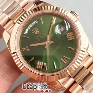 Rolex Day-Date Swiss 3255 Clone Eta 904L Çelik 40mm Kasa Roma Rakamlı Yeşil Kadran