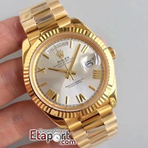 Rolex Day-Date Swiss Clone Eta 3255 Mekanizma 904L Çelik 40mm Kasa Roma Rakamlı Beyaz Kadran