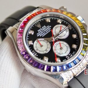 Rolex Daytona Taşlı Rainbow Super Clone 4130 Eta Mekanizma 316L Çelik Kasa Taşlı Kadran Ve Bezel