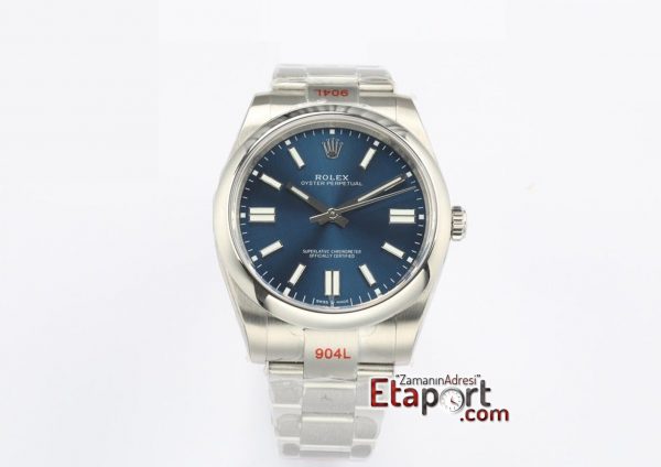 Rolex Eta Saat Oyster Perpetual Mavi Kadran 3132 Super Clone Eta Mekanizma 41mm 904L Çelik Kasa Kordon