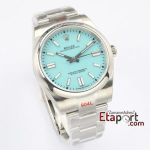 Rolex Eta Saat Oyster Perpetual Turkuaz Kadran 3132 Super Clone Eta Mekanizma 41mm 904L Çelik Kasa Kordon