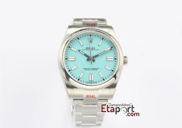 Rolex Eta Saat Oyster Perpetual Turkuaz Kadran 3132 Super Clone Eta Mekanizma 41mm 904L Çelik Kasa Kordon