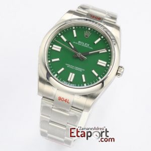 Rolex Eta Saat Oyster Perpetual Yeşil Kadran 3132 Super Clone Eta Mekanizma 41mm 904L Çelik Kasa Kordon