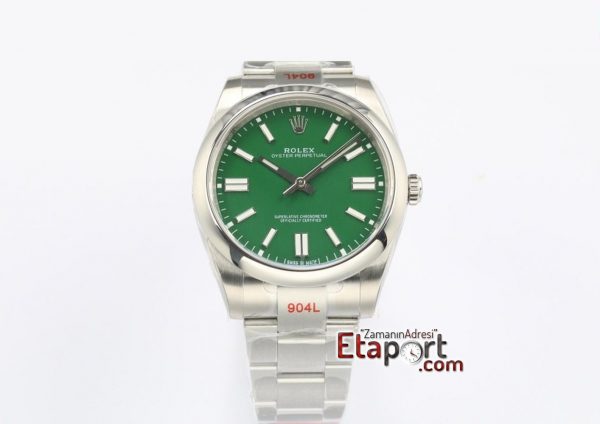 Rolex Eta Saat Oyster Perpetual Yeşil Kadran 3132 Super Clone Eta Mekanizma 41mm 904L Çelik Kasa Kordon