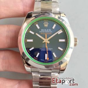 Rolex Milgauss 2824 ARF Yeşil Safir Cam Mavi Kadran