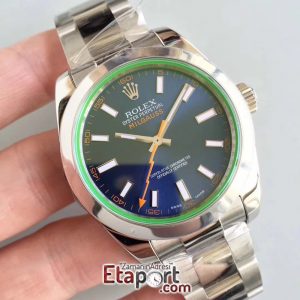 Rolex Milgauss 2824 ARF Yeşil Safir Cam Mavi Kadran