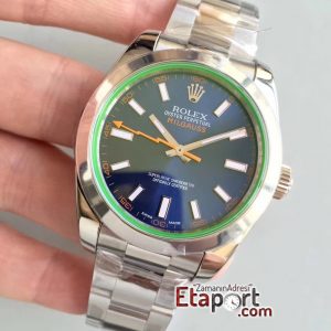 Rolex Milgauss 2824 ARF Yeşil Safir Cam Mavi Kadran