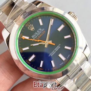 Rolex Milgauss 2824 ARF Yeşil Safir Cam Mavi Kadran