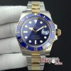 Rolex Submariner 2836 LB GMF 904L Steel Wrapped Bezel Blue Dial on SSYG Bracelet Super Clone Mechanism