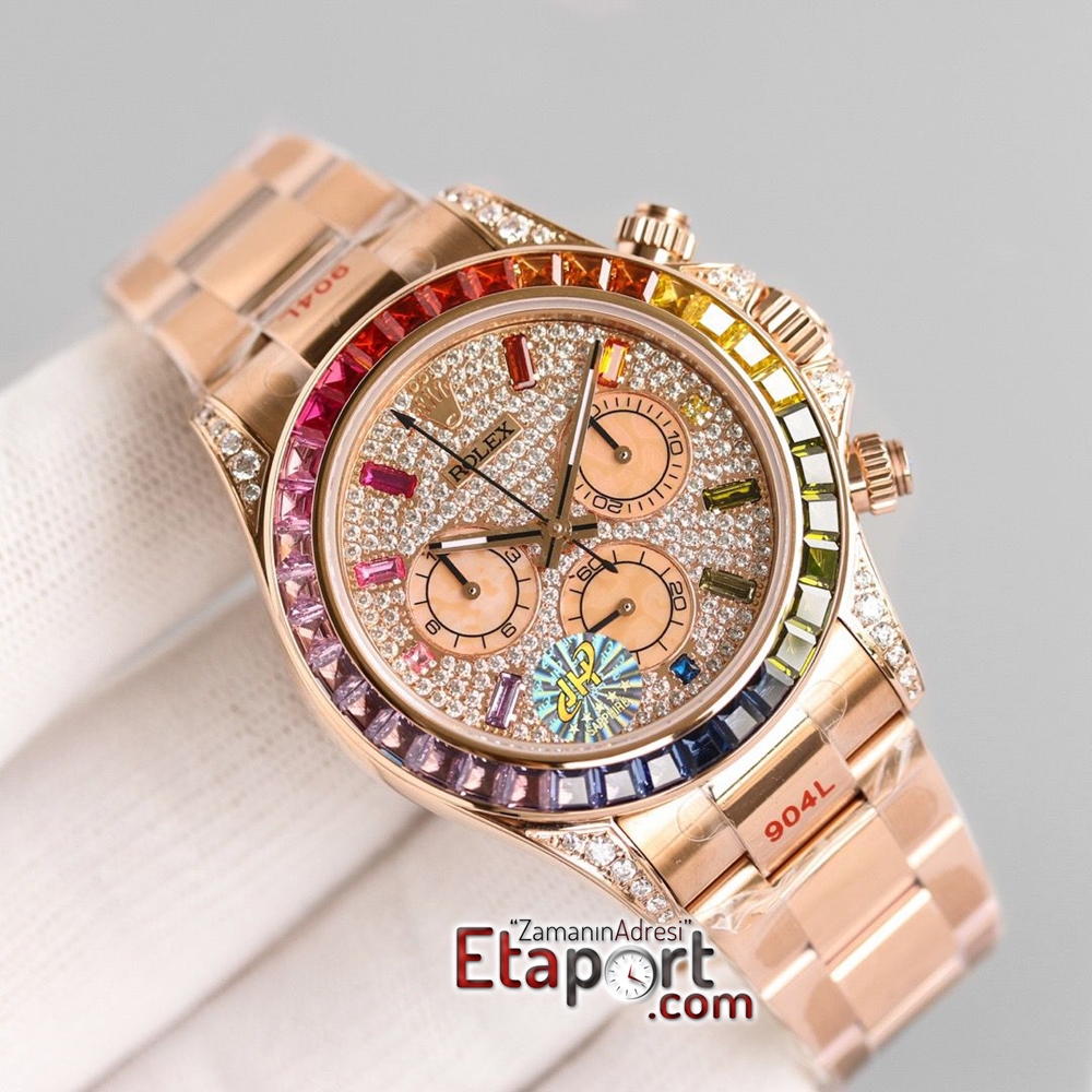 Rolex Ta l Daytona Super 4130 Clone Eta Mekanizma 316L Rose Celik